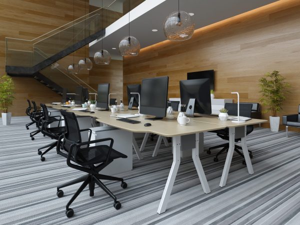 Interior modern open space office 3 D illustration